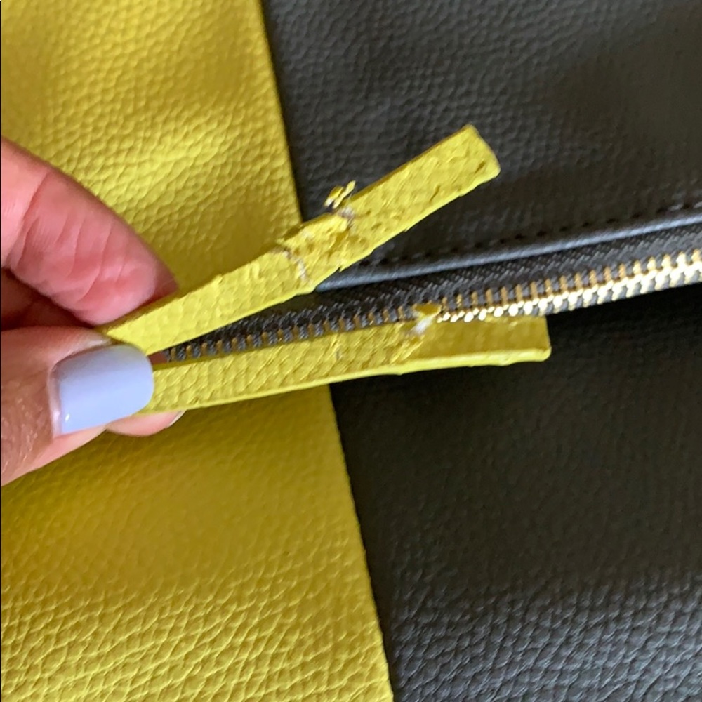 Yellow /Grey Color Block Wristlet Clutch - new - Picture 4 of 8